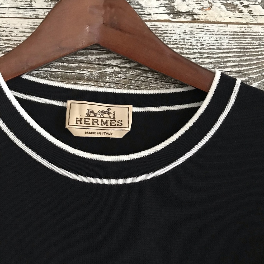 Hermès Black Tee with White trim